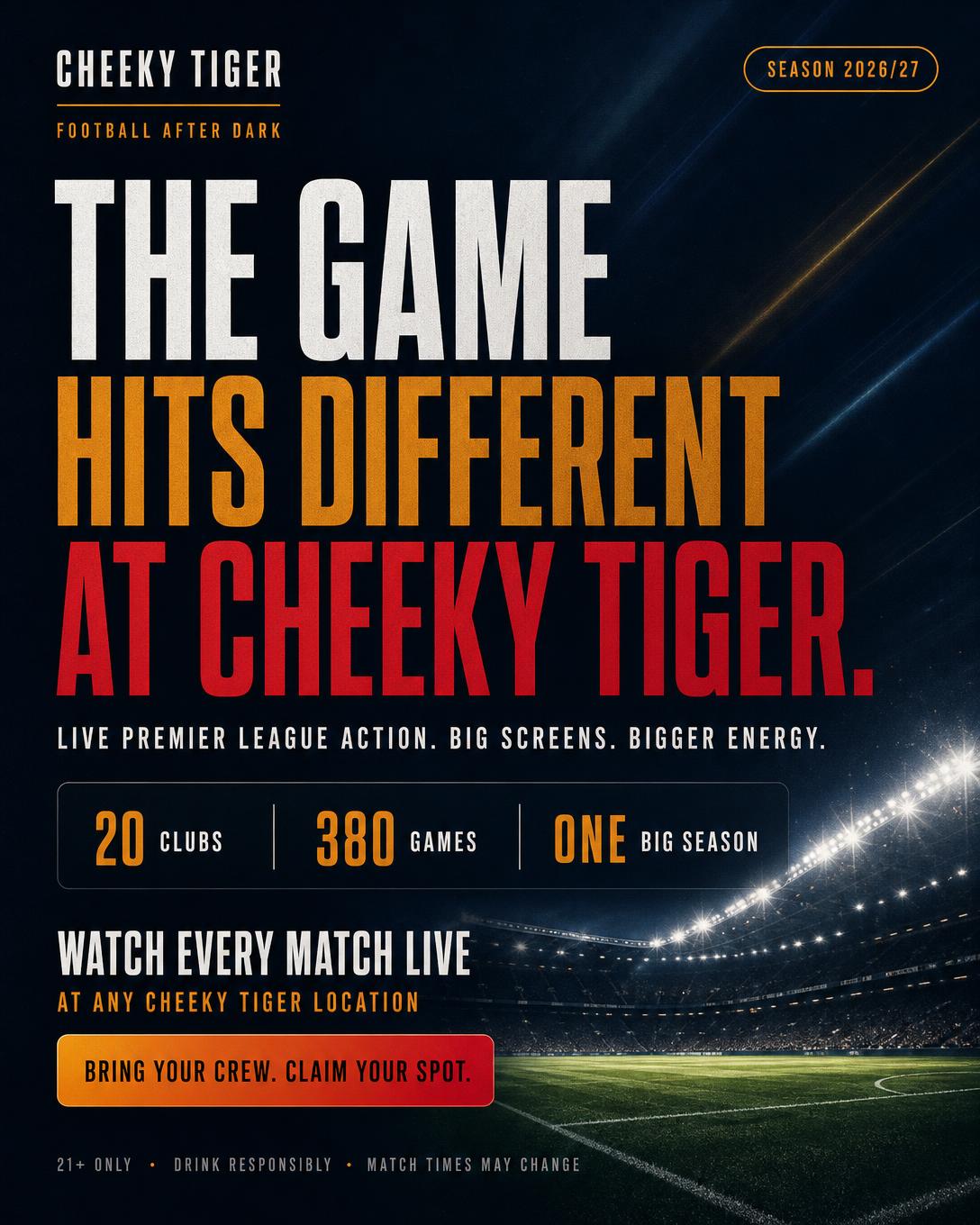 Premier League 2026/27 at Cheeky Tiger Johannesburg
